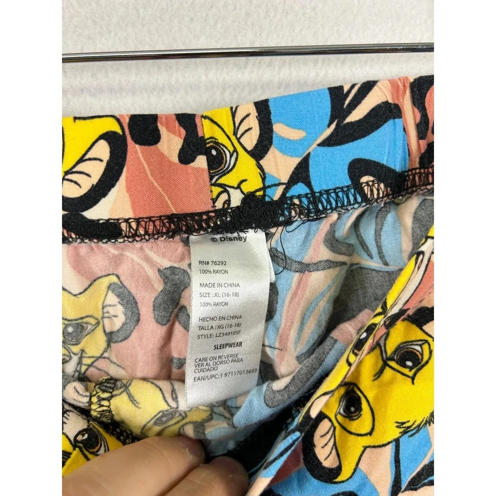 Disney The Lion‎ King Simba Sleep Pajama Shorts Women XL 16 18 Ruffle Rayon - Picture 3 of 7